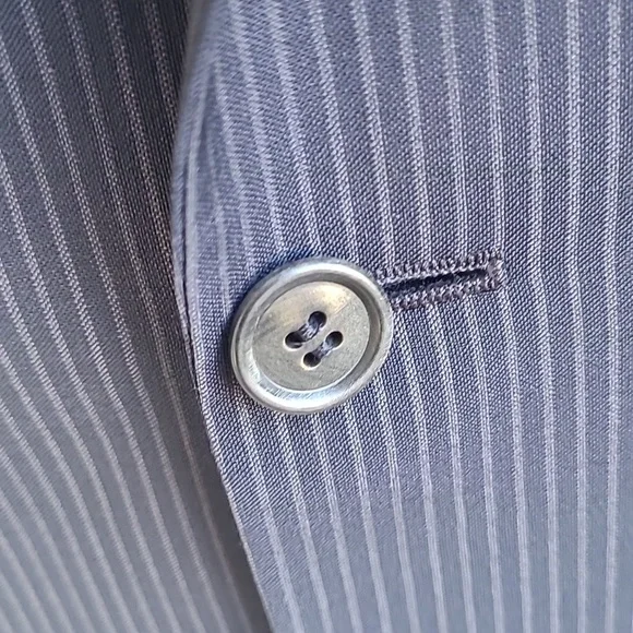 HUGO BOSS Grand Central US Black Striped Virgin Wool 40 R Mens Suit Jacket Pants - Picture 6 of 11